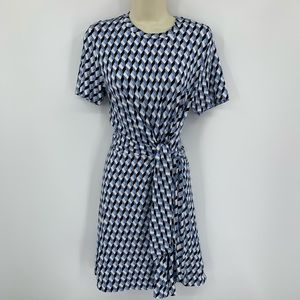 DVF Tabitha Harlequin Ivory diamond shift dress L